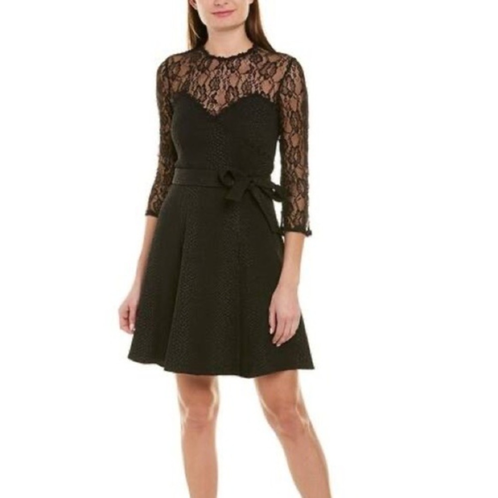 The kooples‎ black Relief Crepe Lace dress NWT woman's size 0 US size 2 - Picture 6 of 10